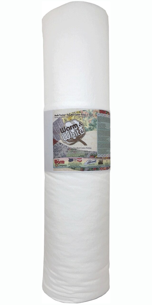 Warm & White 90" x 20 YD Cotton Batting – Premium Needle-Punched, Chemical-Free Quilting Batting, Ideal for Quilts & Crafts